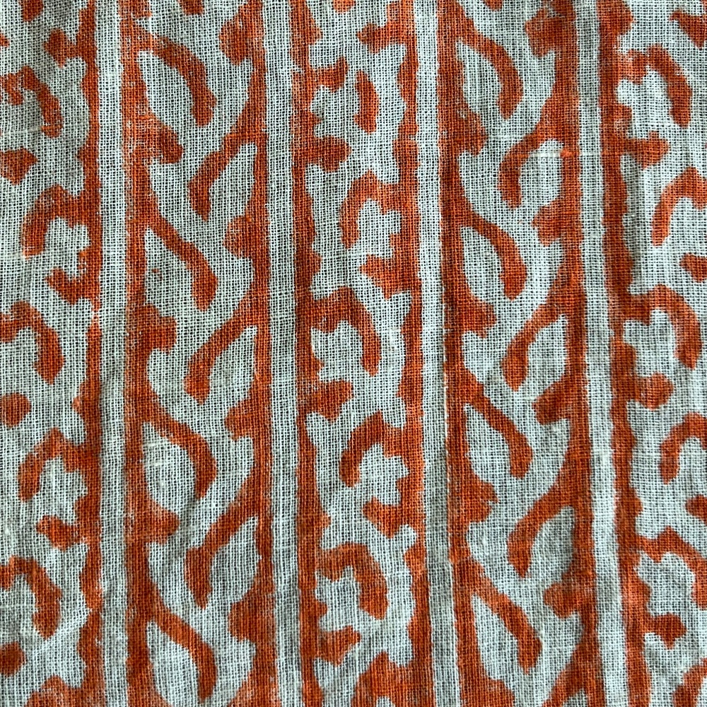 Vintage Cotton Orange & Cream Scarf from India - Picture 2 of 6
